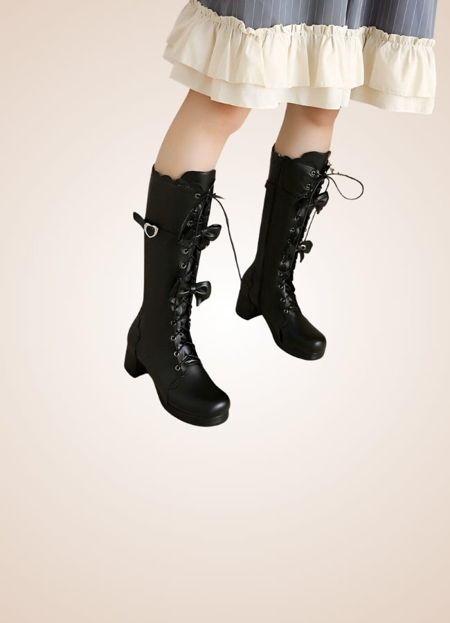 Steampunk Lace Up Lolita Boots UK