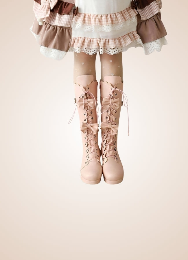 Steampunk Lace Up Lolita Boots UK