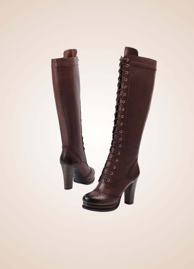 Steampunk Lace Up Long Boots UK