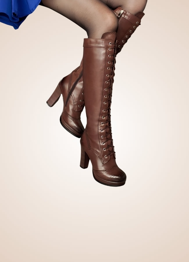 Steampunk Lace Up Long Boots UK