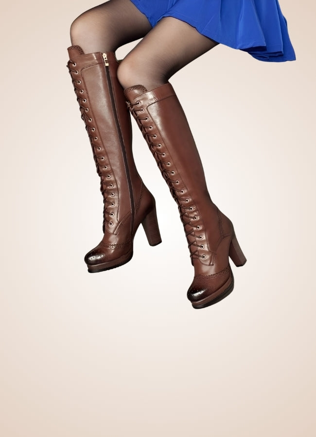 Steampunk Lace Up Long Boots UK