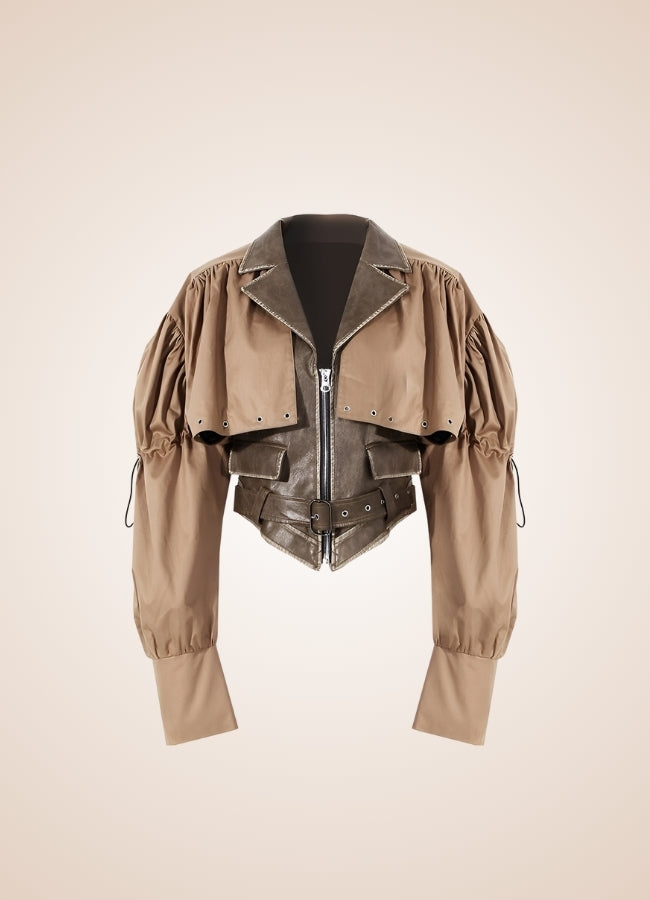 Steampunk Leather Crop Top Jacket UK