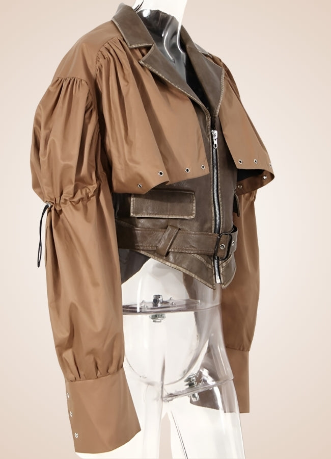 Steampunk Leather Crop Top Jacket UK