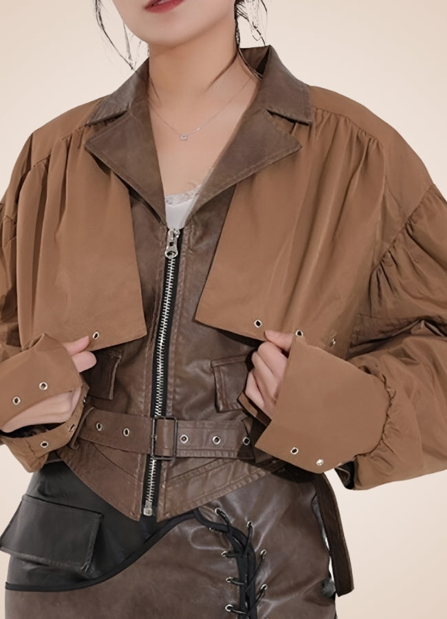 Steampunk Leather Crop Top Jacket UK