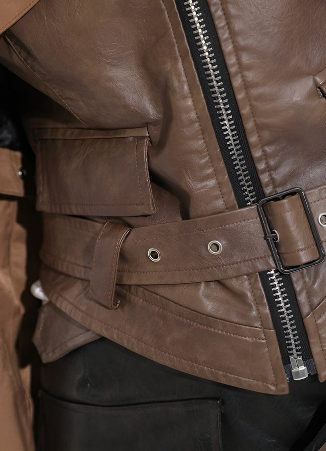 Steampunk Leather Crop Top Jacket UK