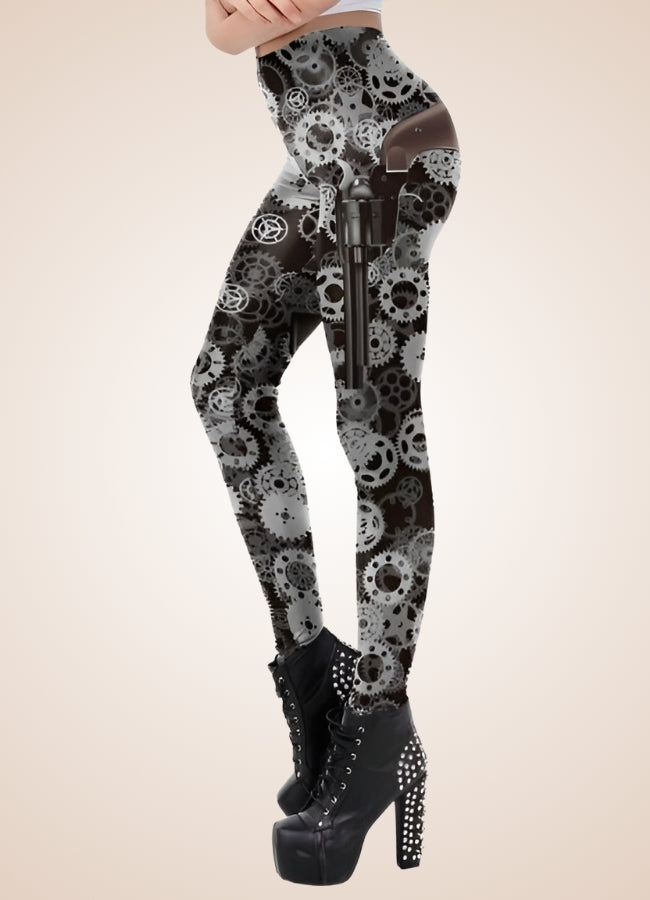 Steampunk Mechanical Print Legging UK