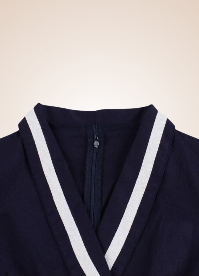 Steampunk Navy Blue V Neck Dress UK