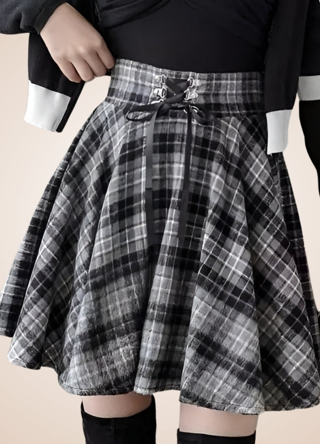 Steampunk Plaid Skater Skirt UK