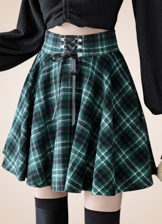 Steampunk Plaid Skater Skirt UK