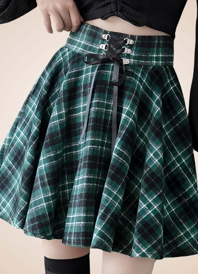 Steampunk Plaid Skater Skirt UK