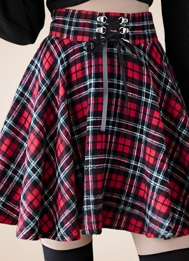 Steampunk Plaid Skater Skirt UK