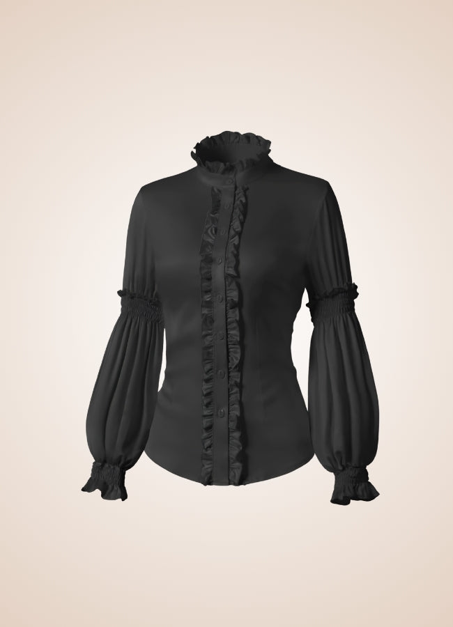 Steampunk Pleated Lantern Long Sleeve Shirt UK