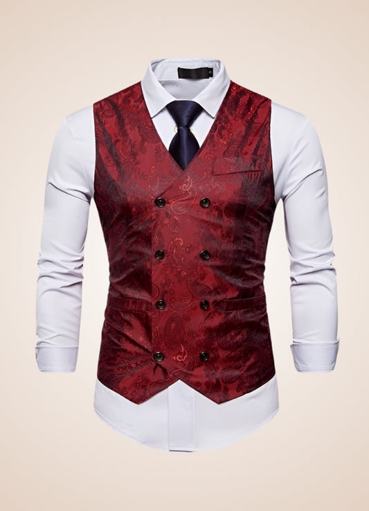 Steampunk Red Double Breasted Vest UK