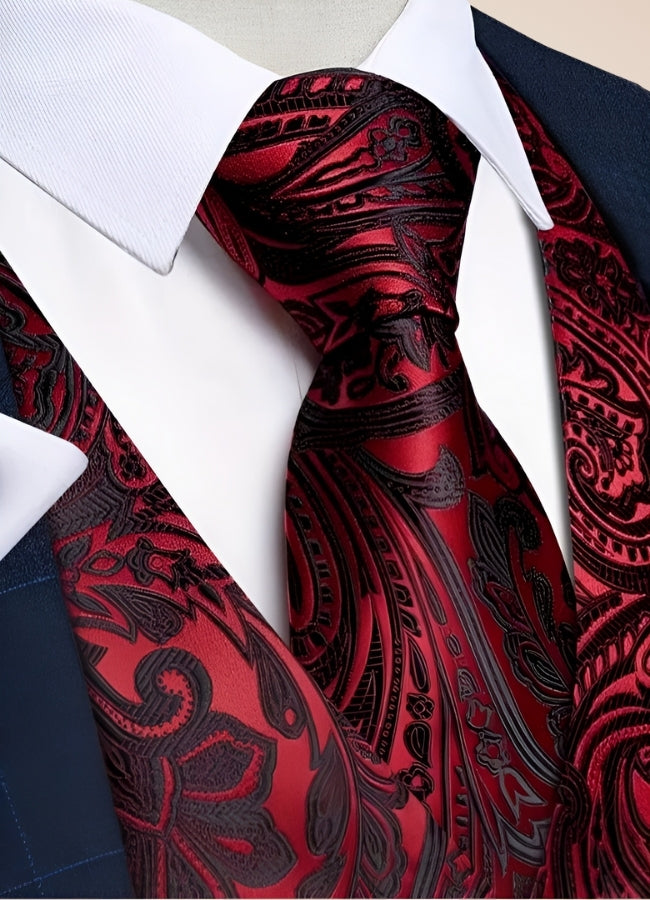 Steampunk Red Paisley Floral Suit Vest UK