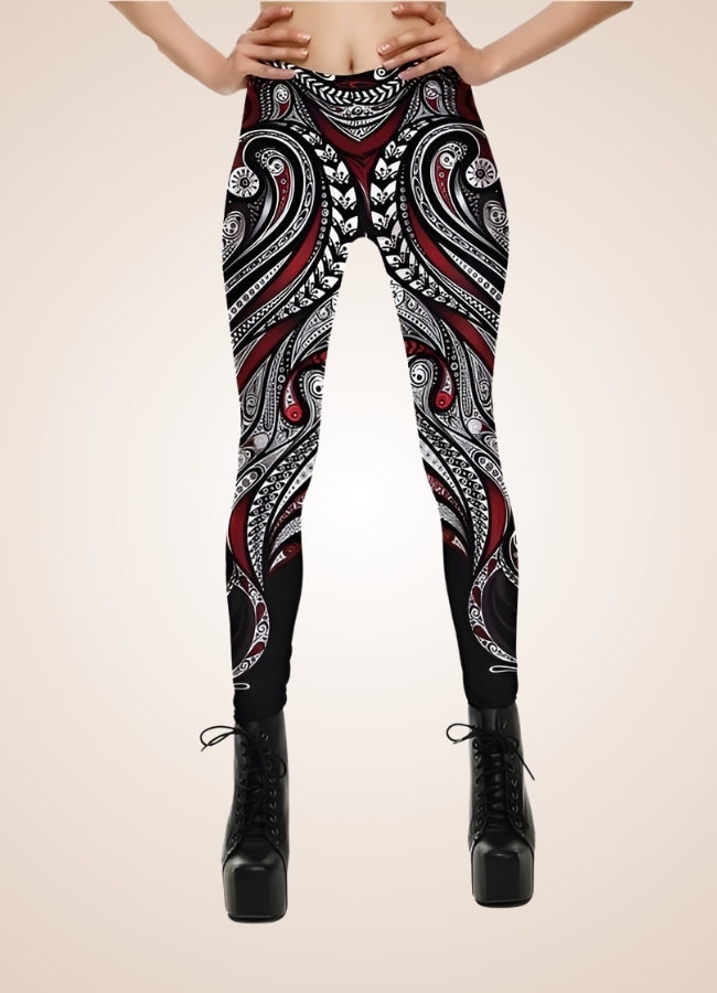 Steampunk Red Paisley Legging UK