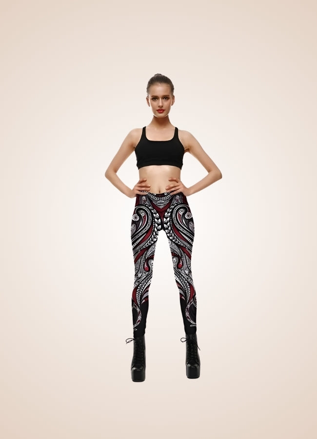 Steampunk Red Paisley Legging UK