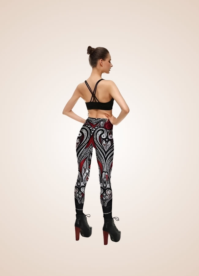 Steampunk Red Paisley Legging UK