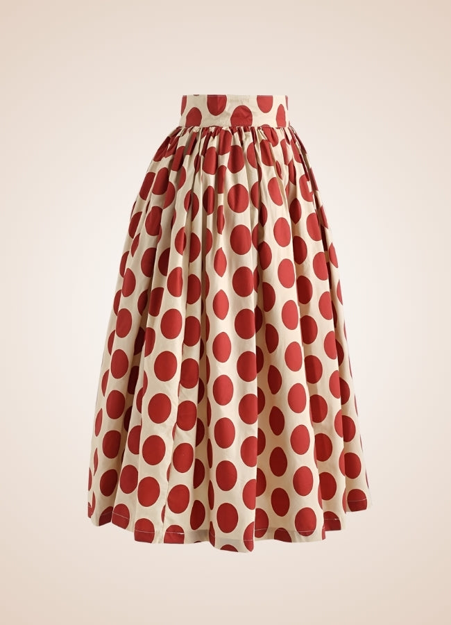 Steampunk Red Polkadot Midi Skirt UK