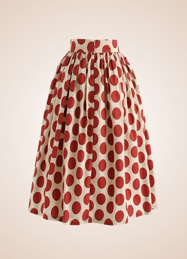 Steampunk Red Polkadot Midi Skirt UK