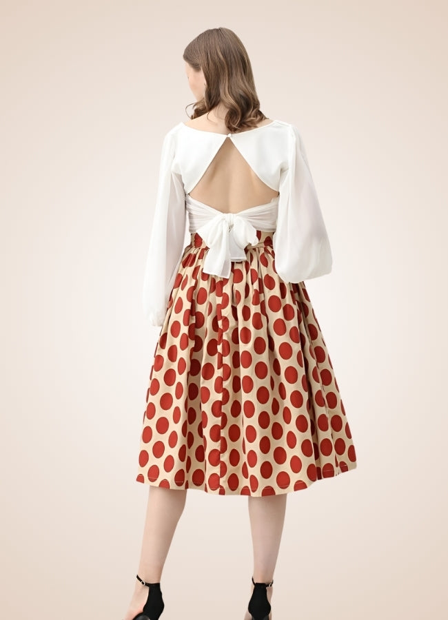 Steampunk Red Polkadot Midi Skirt UK