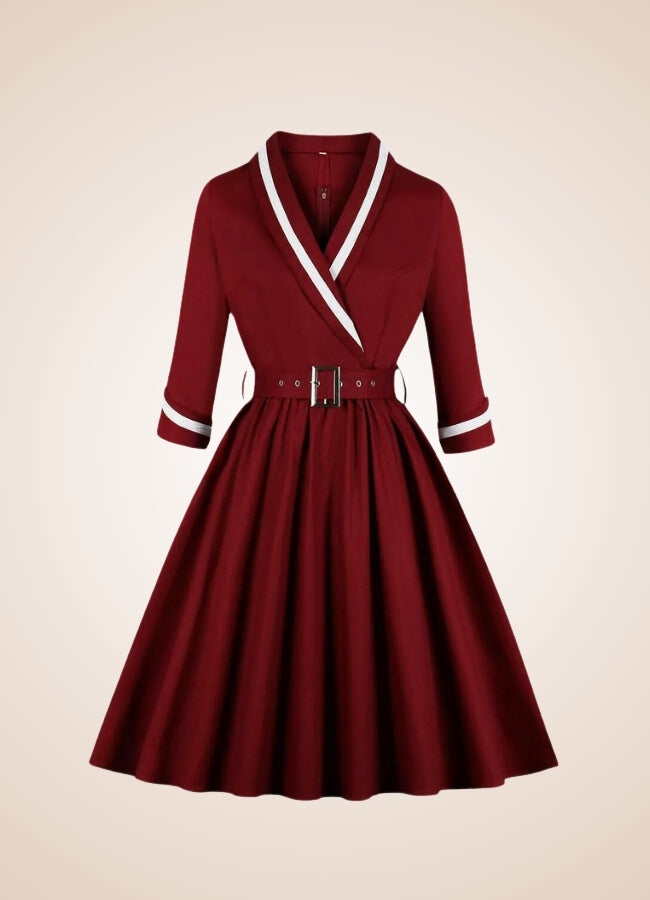 Steampunk Red V Neck Dress UK