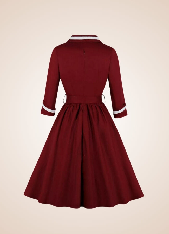 Steampunk Red V Neck Dress UK