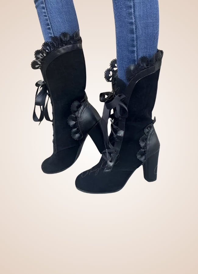 Steampunk Ribbon Heels Boots UK