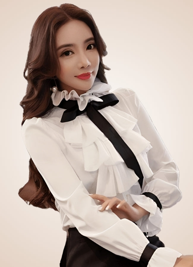 Steampunk Ruffled Korean Shirt UK