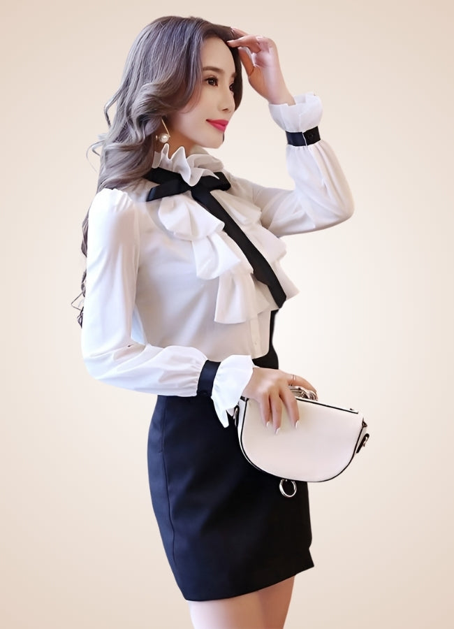 Steampunk Ruffled Korean Shirt UK