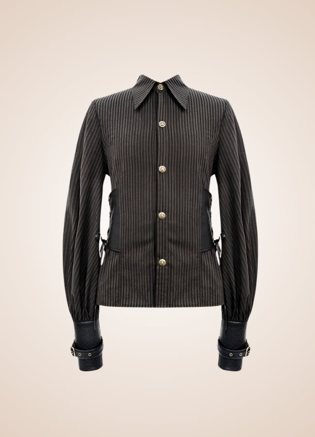 Steampunk Striped Buttom Up Shirt UK