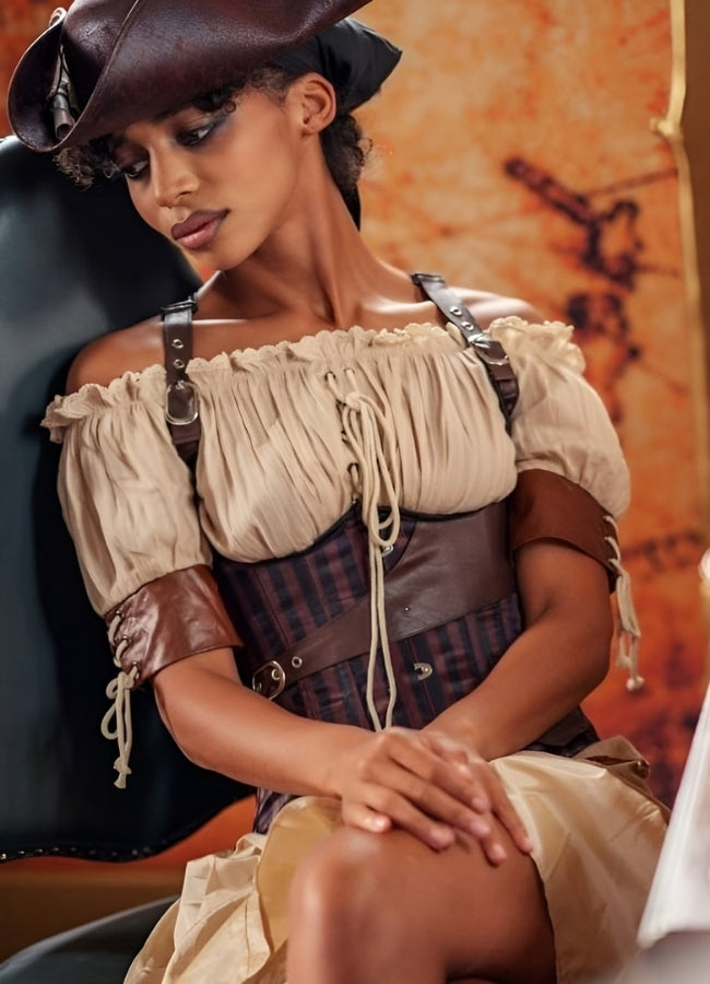 Steampunk Strips Pattern Corset UK