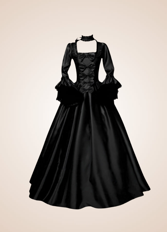 Steampunk Victoria Black Satin Dress UK