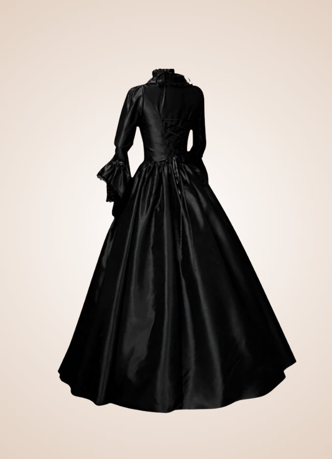 Steampunk Victoria Black Satin Dress UK