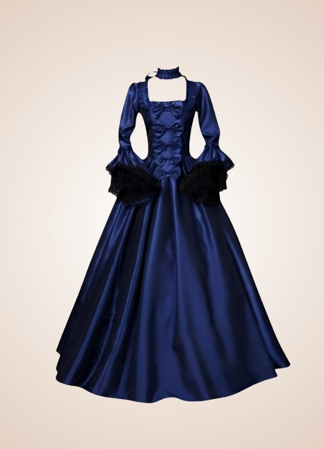 Steampunk Victoria Blue Satin Dress UK