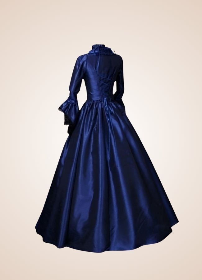 Steampunk Victoria Blue Satin Dress UK