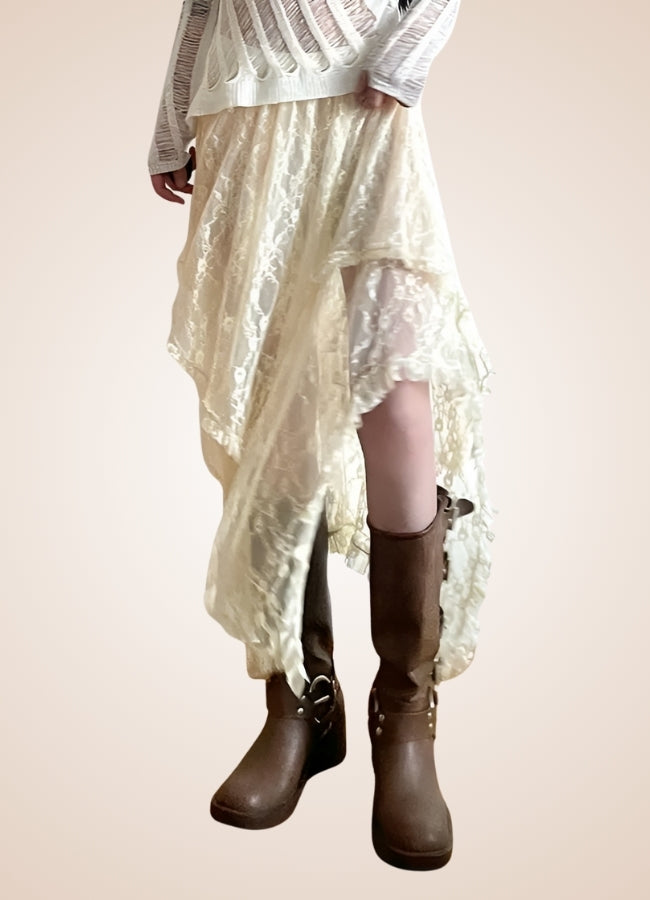 Steampunk White Asymmetrical Skirt UK