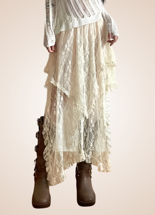 Steampunk White Asymmetrical Skirt UK