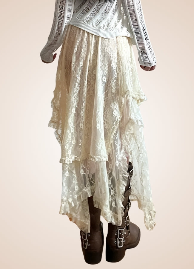 Steampunk White Asymmetrical Skirt UK