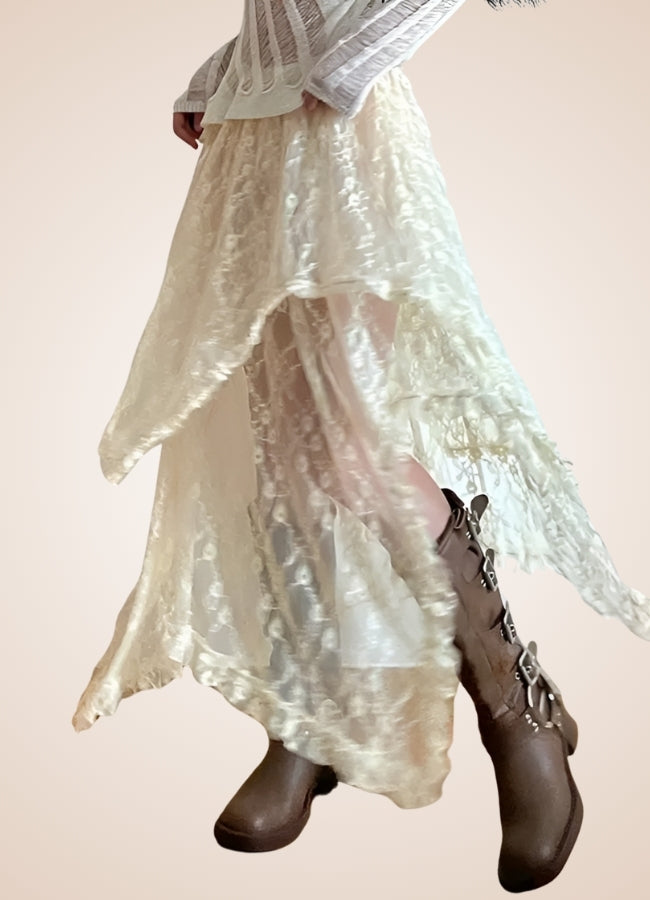 Steampunk White Asymmetrical Skirt UK