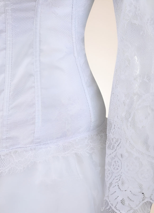 Steampunk White Long Sleeve Dress UK