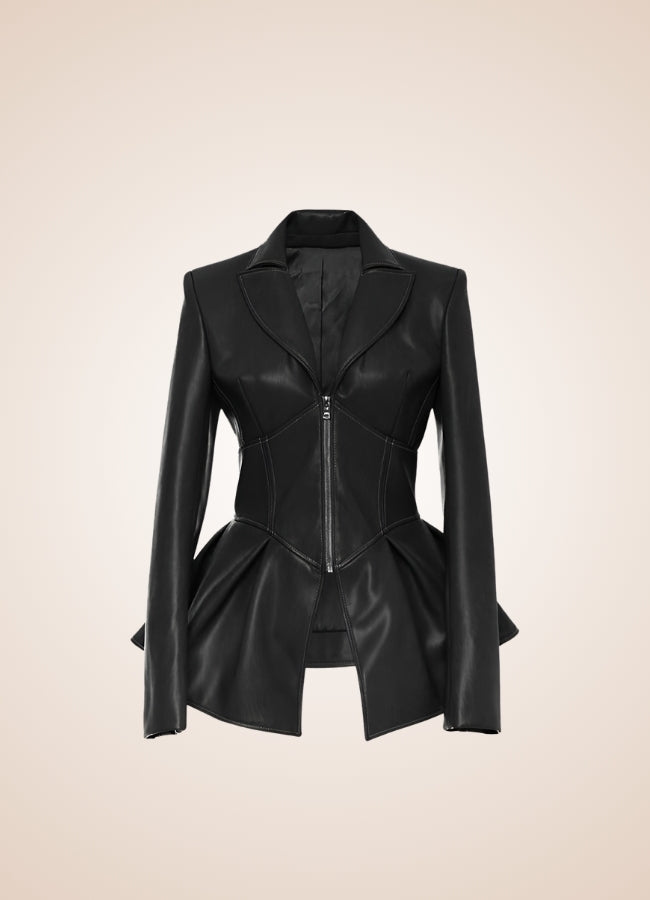 Steampunk Women's Leather Zipper Jacket UK