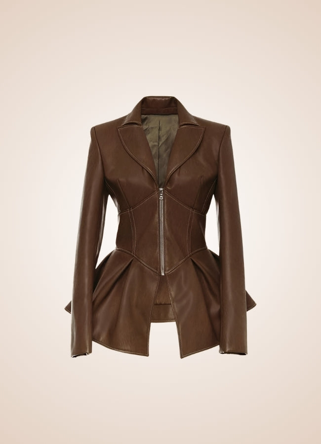 Steampunk Women's Leather Zipper Jacket UK