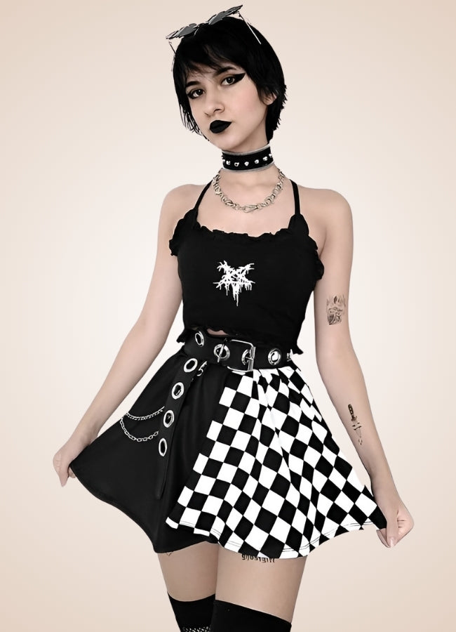 Two Color Gothic Mini Skirt UK