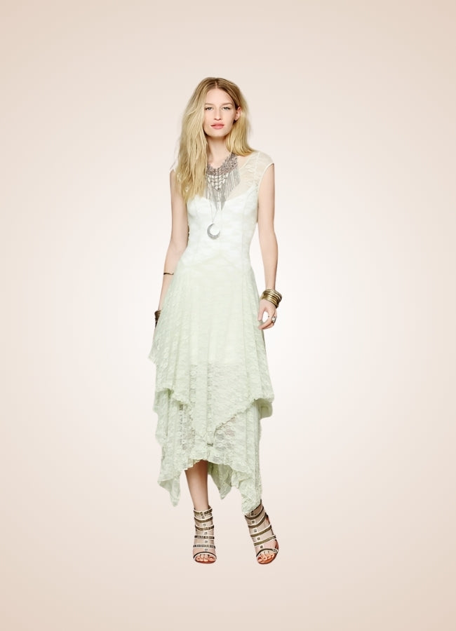 White Steampunk Long Dress UK