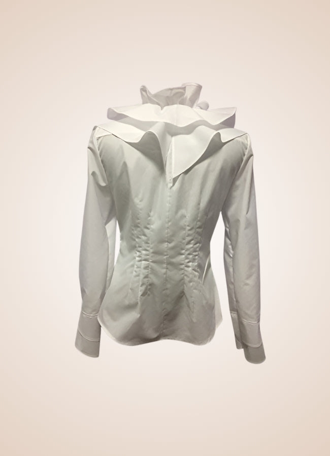 White Steampunk Ruffled Shirt UK