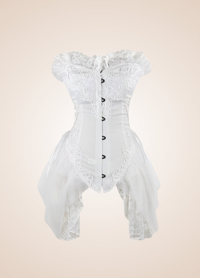 White Steampunk Victorian Long Corset UK