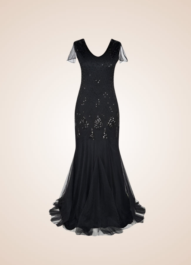 Women's Black Steampunk Long Dress UK