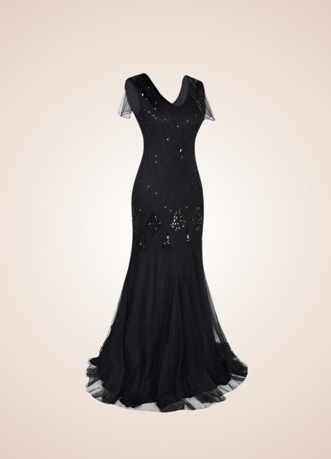 Women's Black Steampunk Long Dress UK