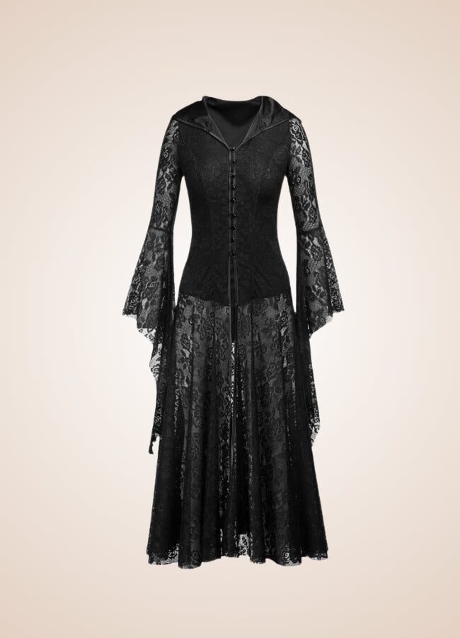 Women's Gothic Medieval Hooded Dress UK