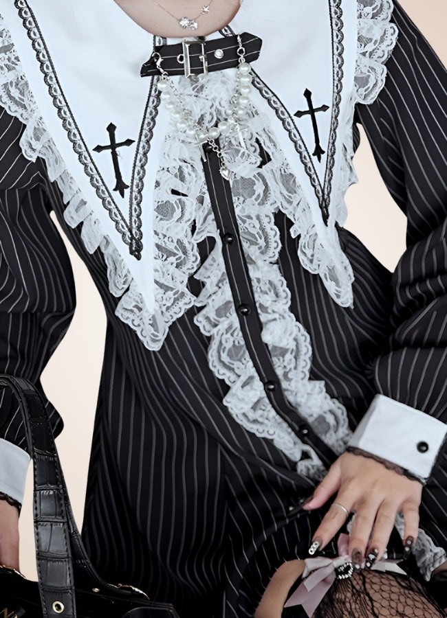 Women's Punk Striped Lolita Dress UK